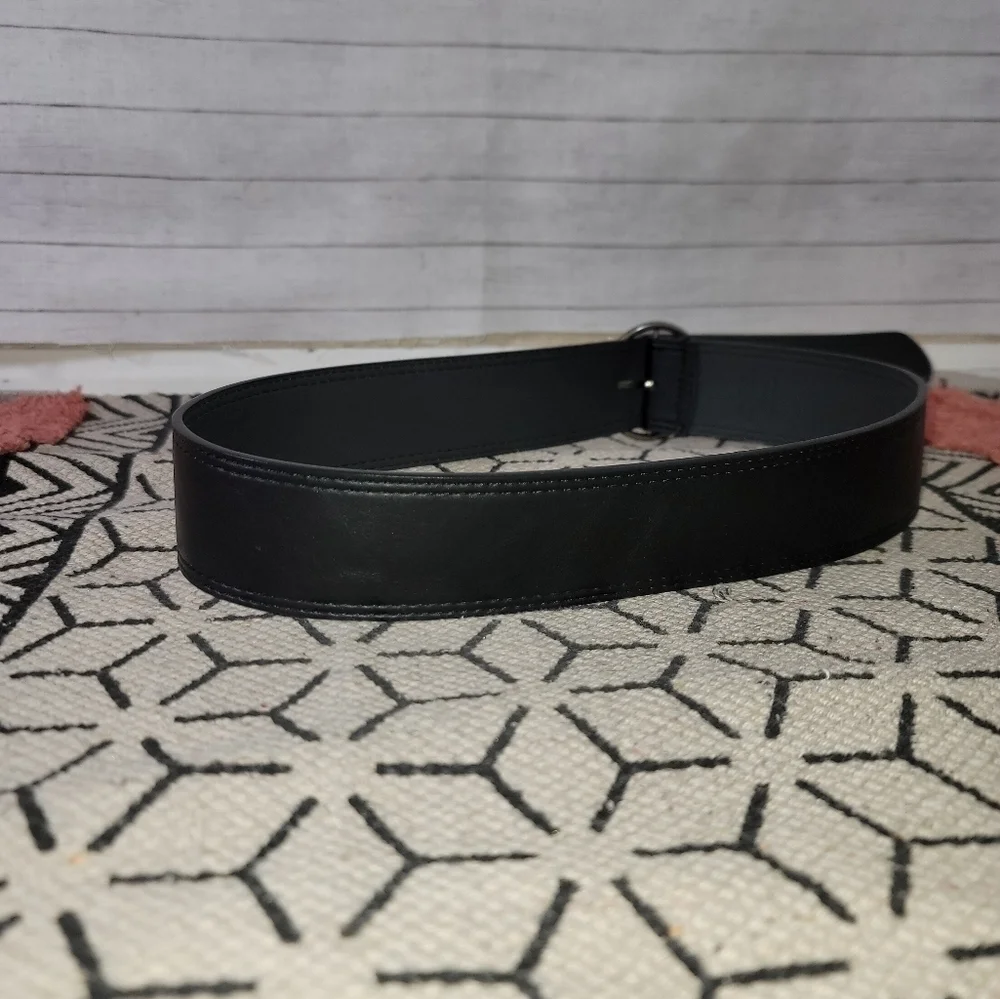 WIDE BLACK FAUX LEATHER BELT